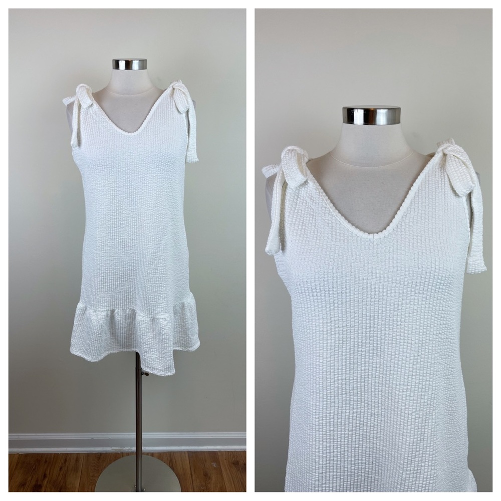 Green Envelope Solid White Bow Tie Sleeve Dress Preppy Cute Summer Women Large